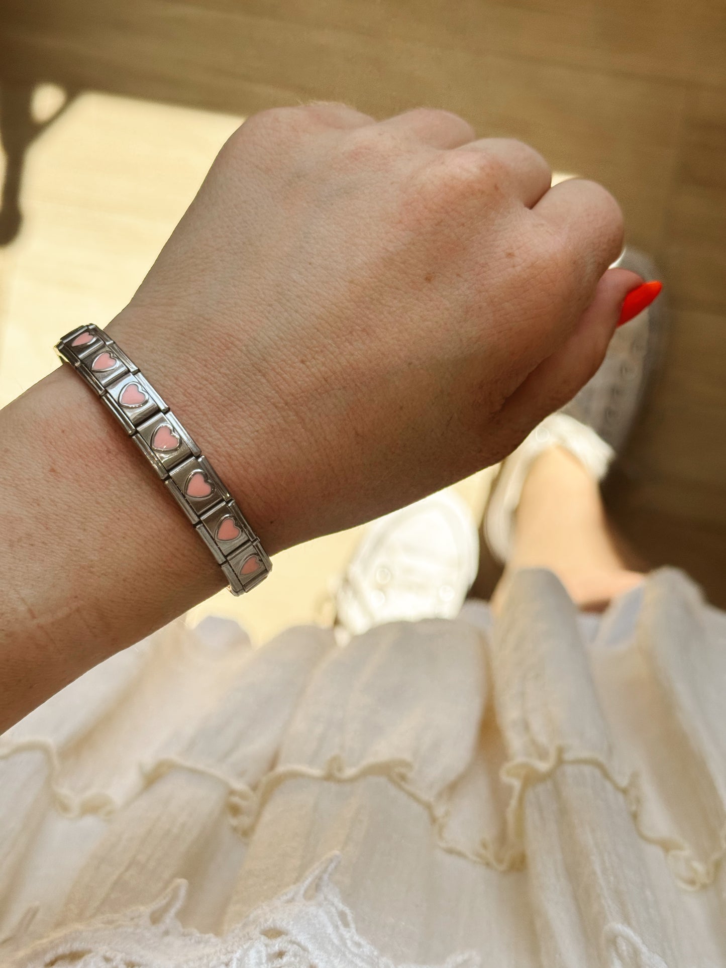 Y2K Italian Charm Bracelet – Baby Pink Hearts