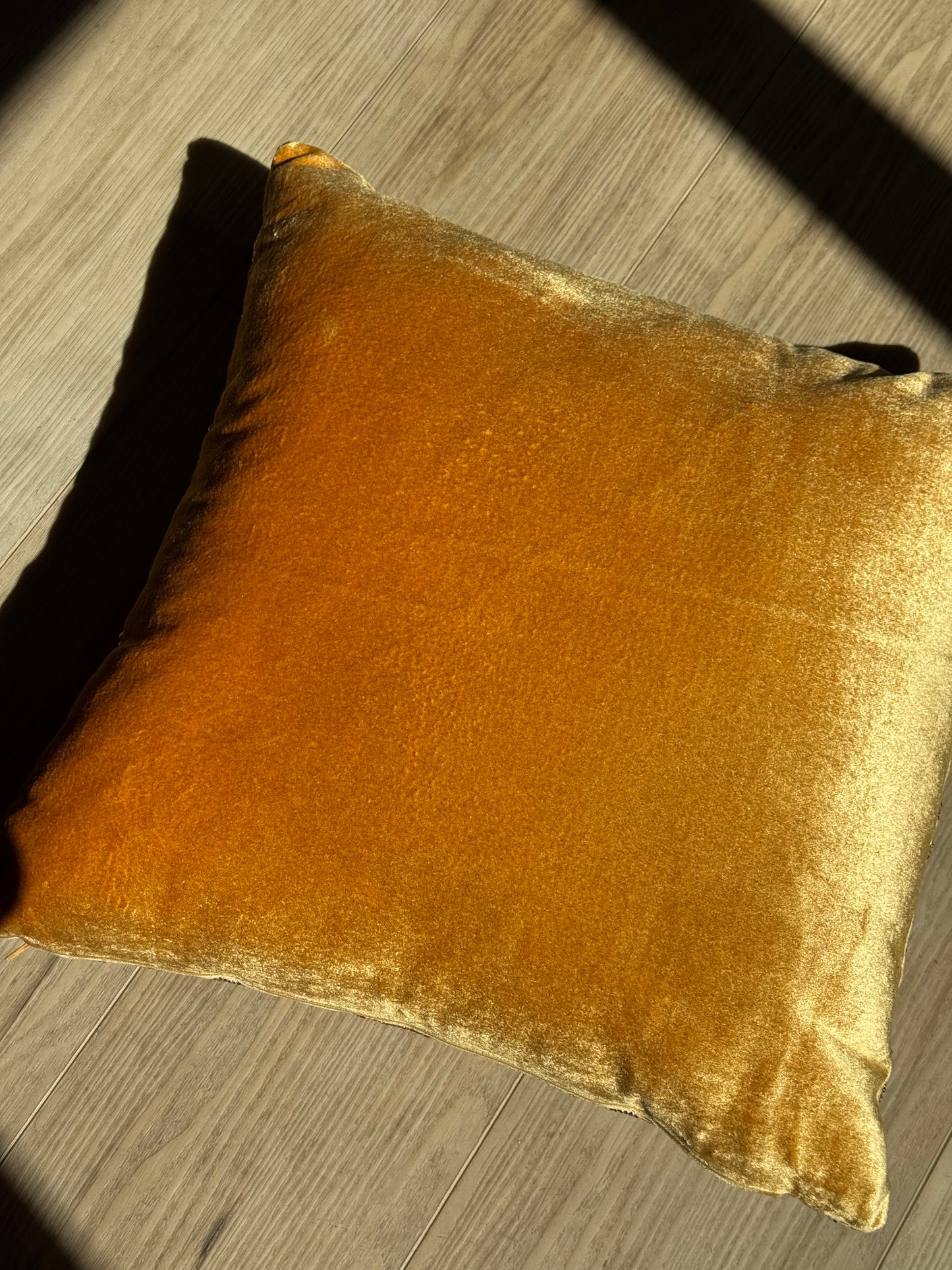 Golden Art Deco Beaded Velvet Throw Pillow