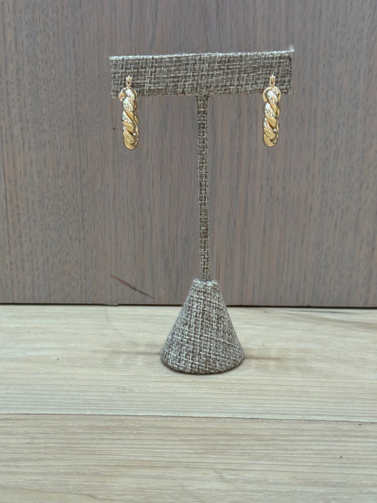 Twisted Sparkle Hoops – 14k Gold Plated