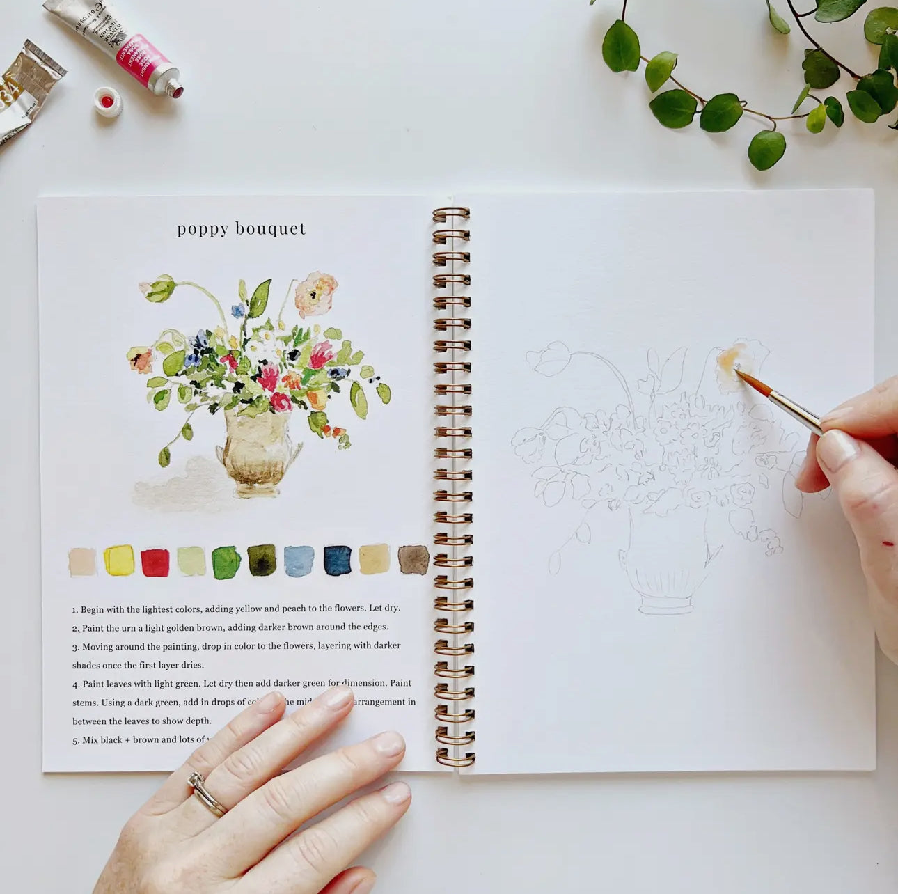 Bouquets Watercolor Workbook by Emily Lex Studio