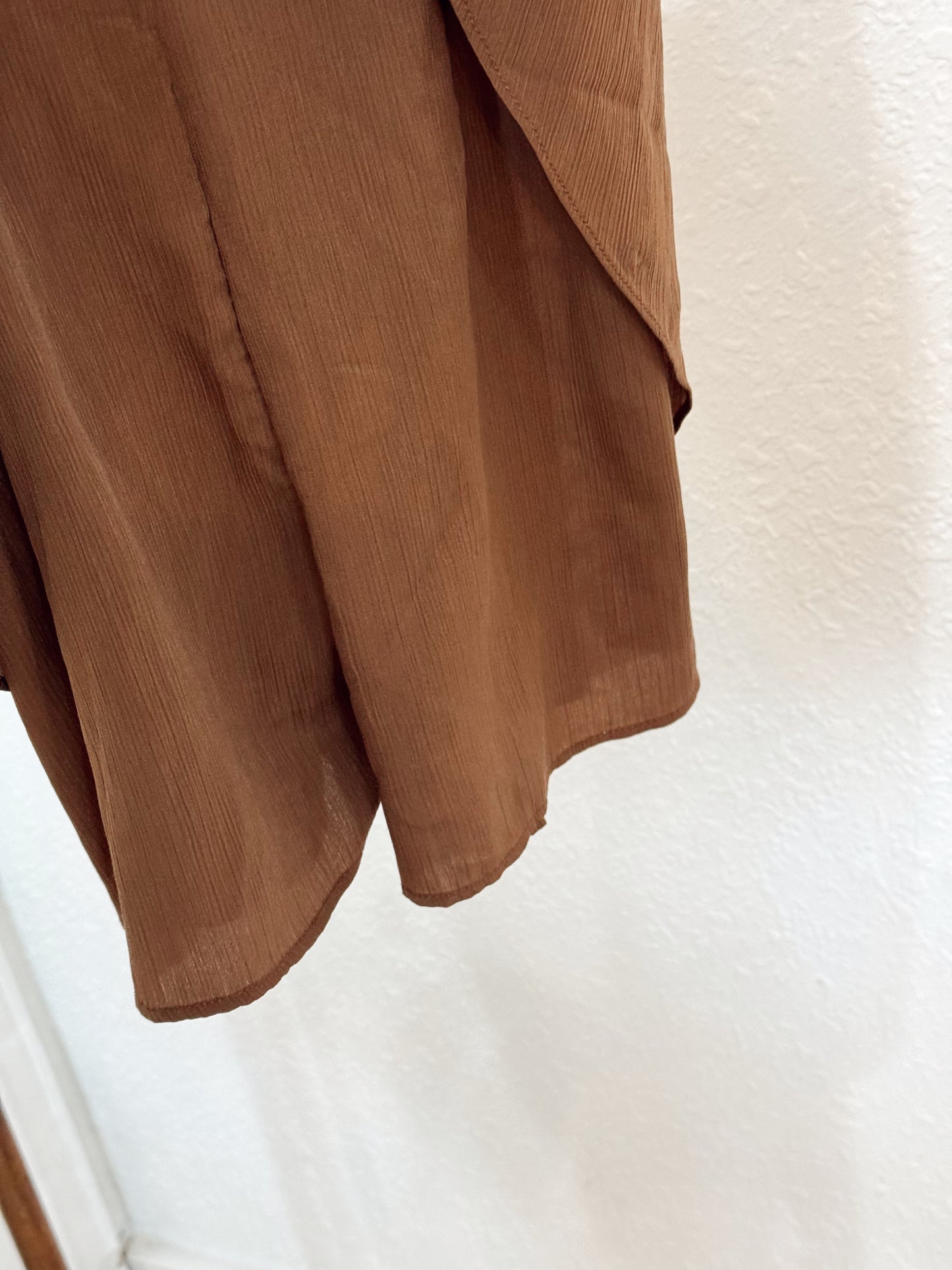 Cozy Fox Brown Ruched Romper – Size Small