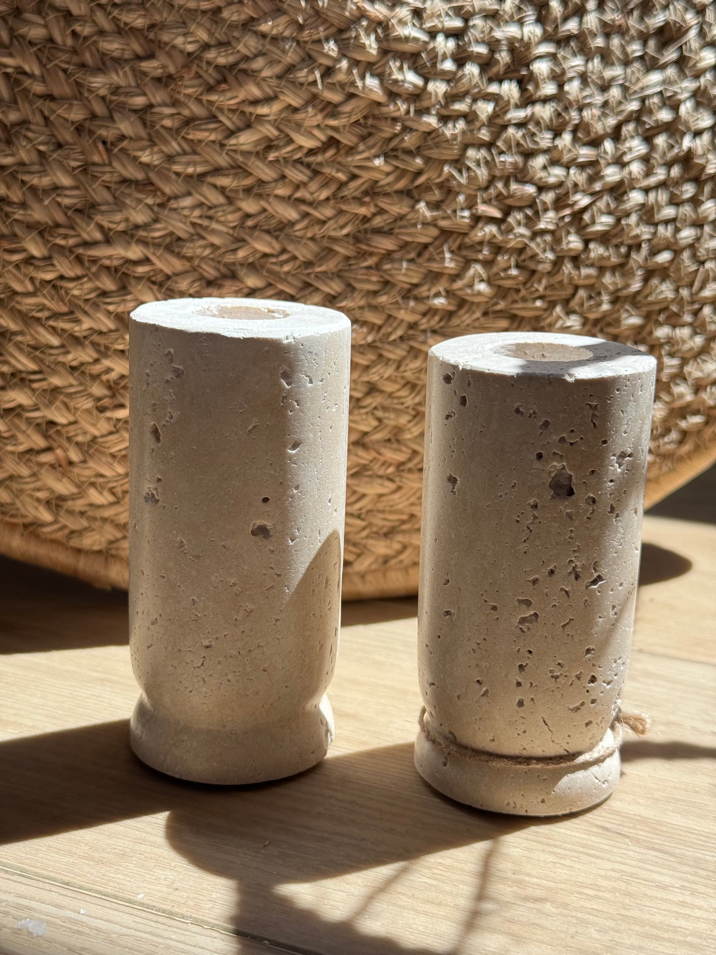 4” Travertine Taper Candle Holder