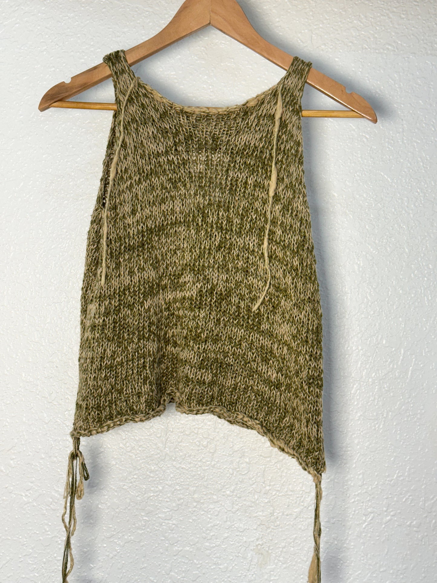 Katherine Maxwell Knit Tank – Handcrafted Olive & Natural Fiber Top