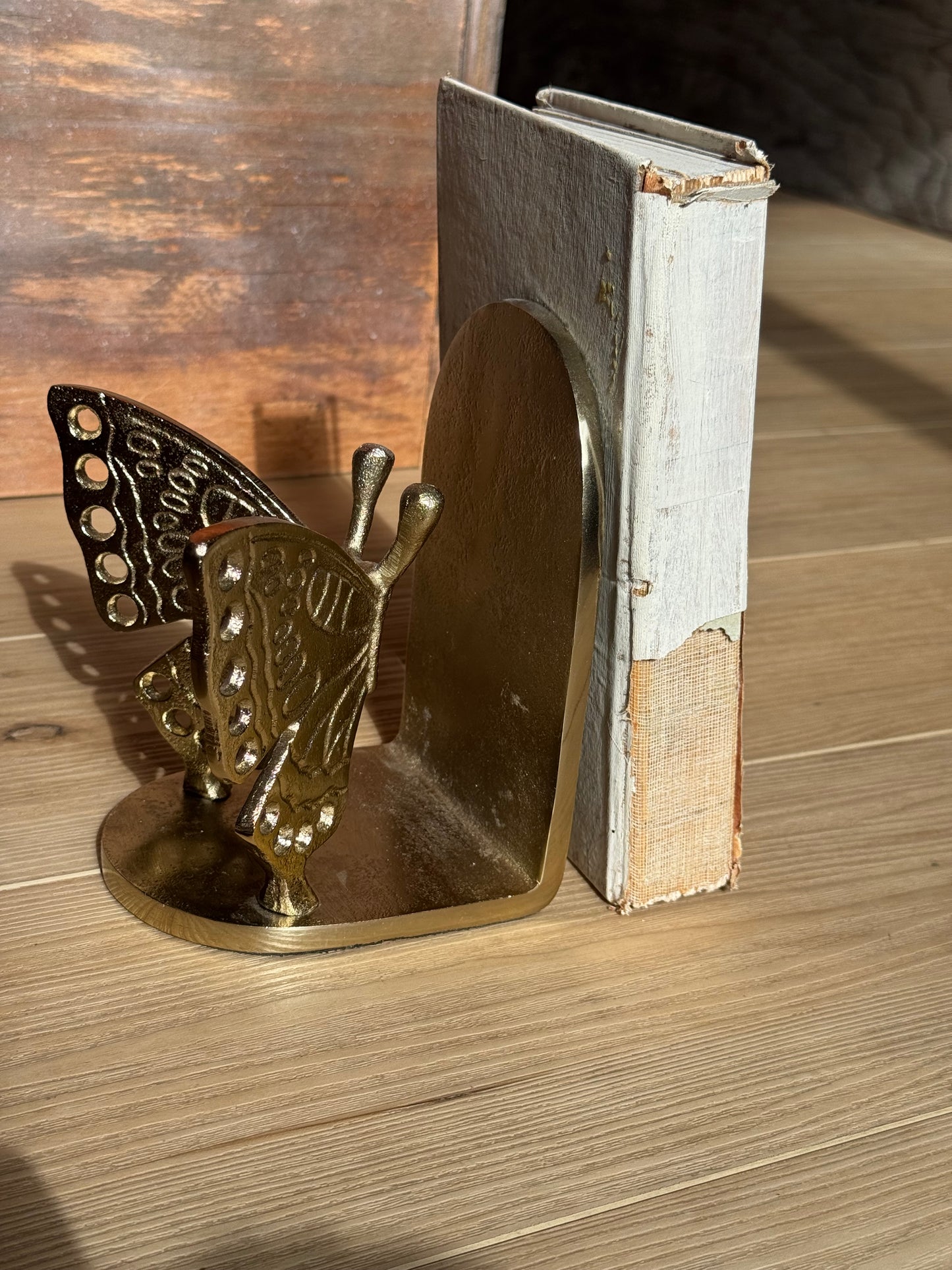 Golden Brass Butterfly Bookend – 6.5” x 4”