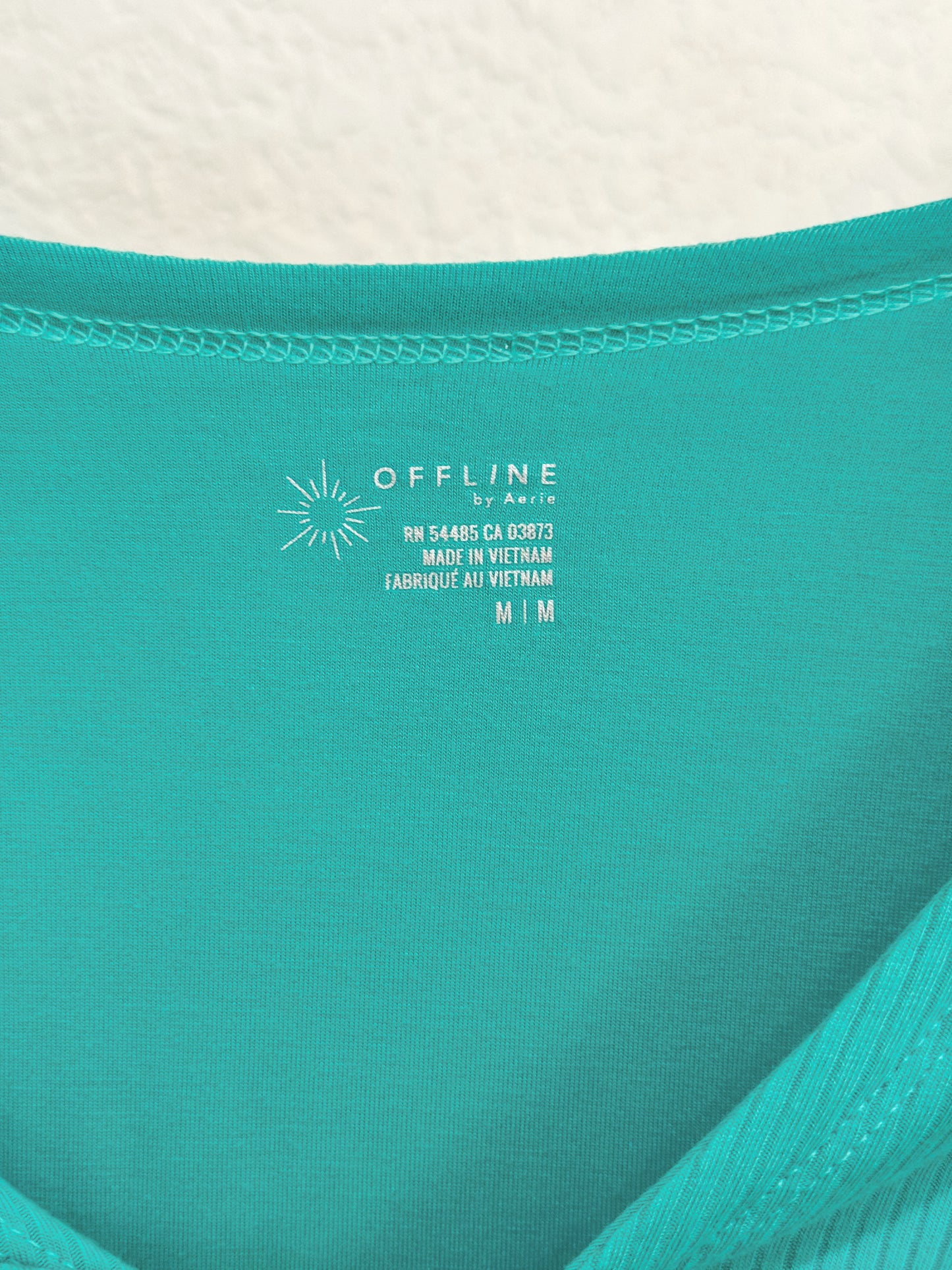 Teal Ribbed Long Sleeve Knot-Back Crop Top – Offline by Aerie (Size M)