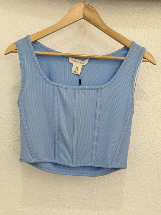 Happily Grey Sky Blue Ribbed Tank – Size M