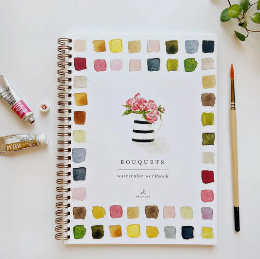 Bouquets Watercolor Workbook by Emily Lex Studio