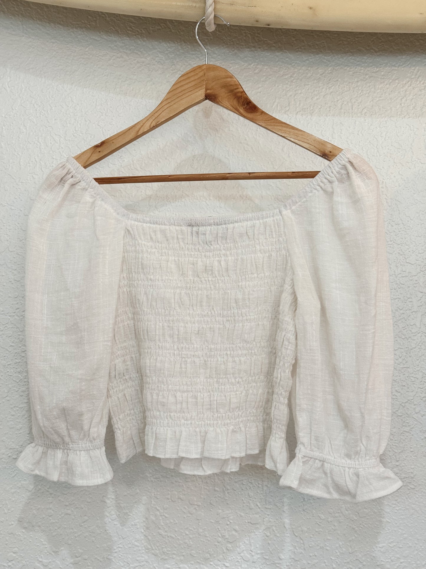 Blue B Smocked Ruffle Peasant Top – Size Small