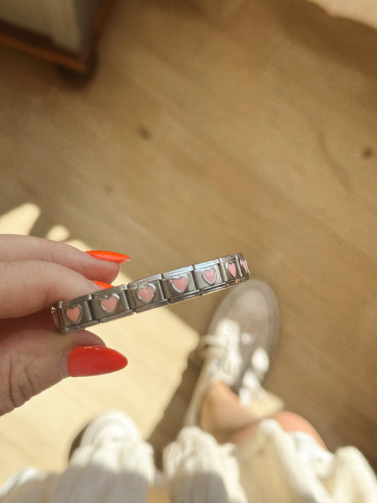 Y2K Italian Charm Bracelet – Baby Pink Hearts