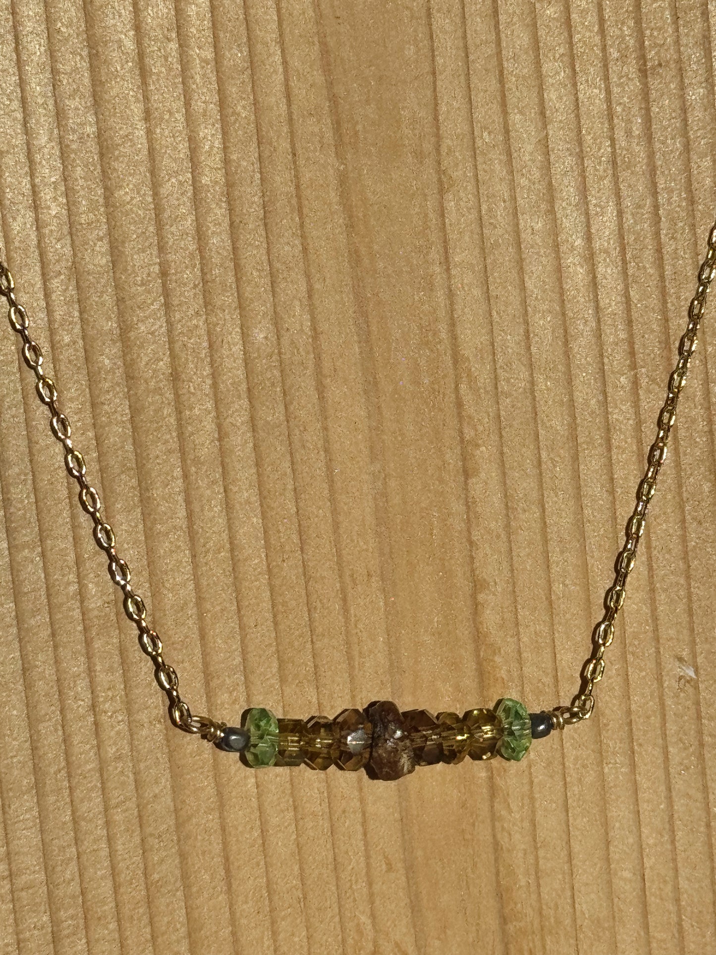 Golden Earth Jasper & Crystal Bar Necklace – by Designer Sarah H Designs