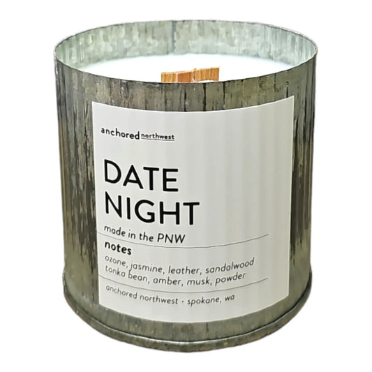 Date Night Rustic Vintage Farmhouse Wood Wick Candle | Anchored Northwest