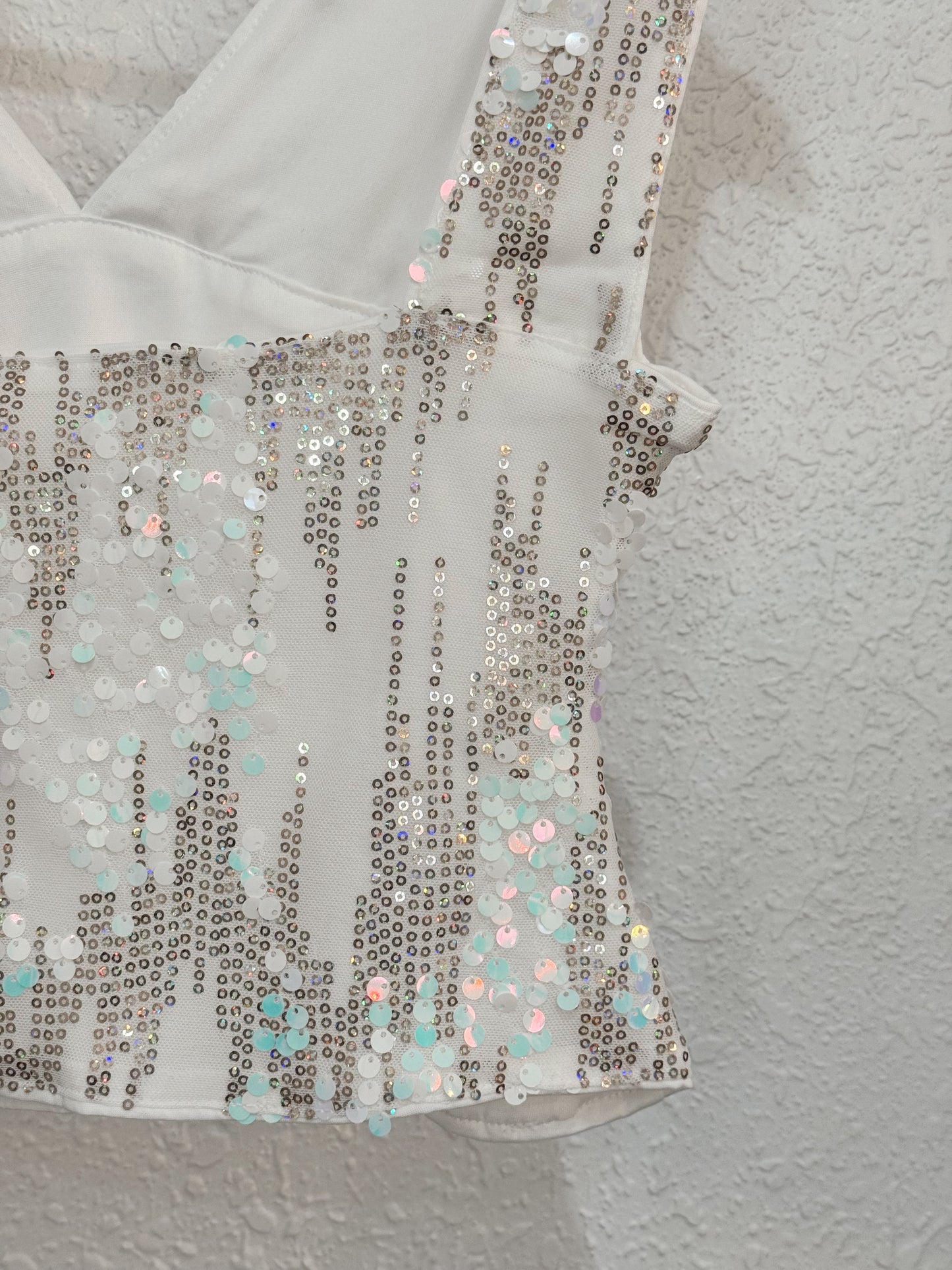 Sequins & Stardust White Party Top – Size Small