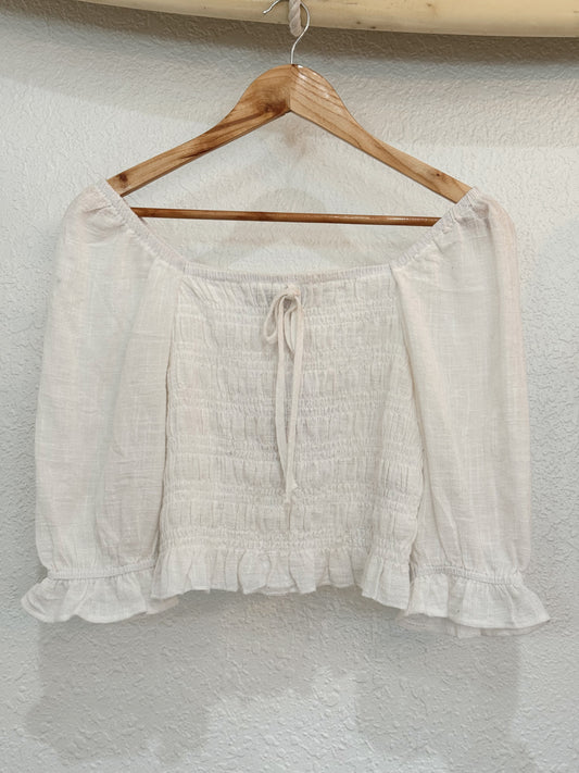 Blue B Smocked Ruffle Peasant Top – Size Small