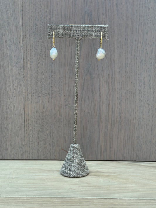 Baroque Pearl Drop Earrings – 14k Gold Plated