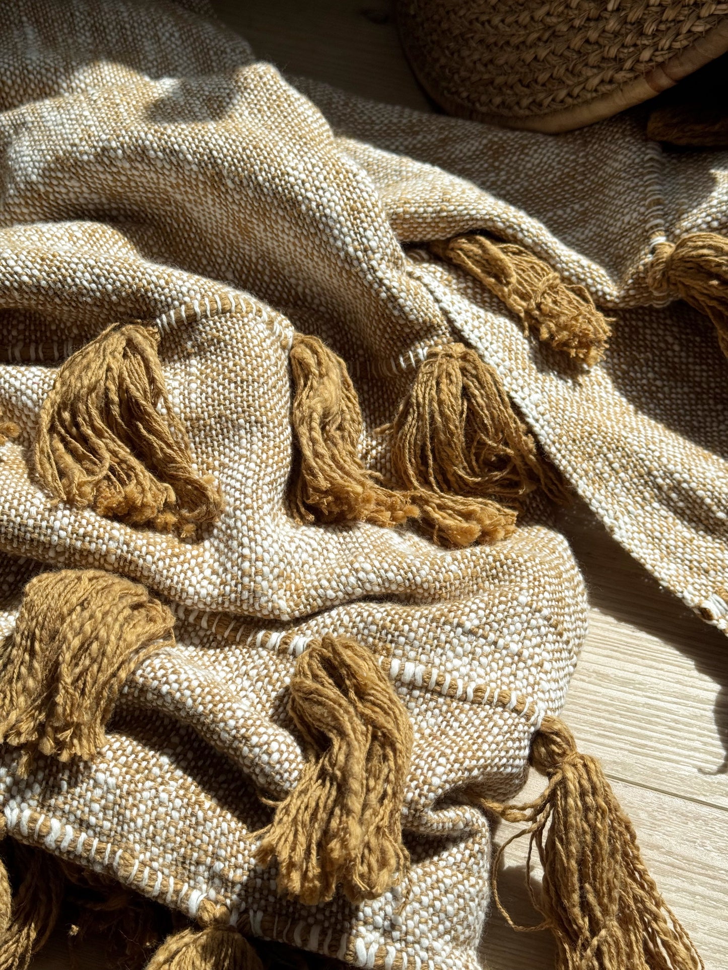 Abby Tassel Throw Mustard- By Raine and Humble