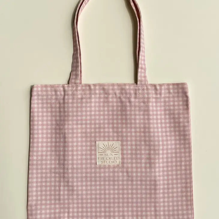 Strawberry Gingham Everyday Tote – by Sun Freckled Studio