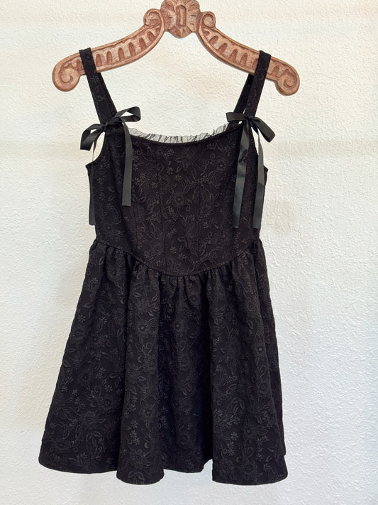 Trixxi Black Floral Jacquard Mini Dress – Size Small (New with Tags)