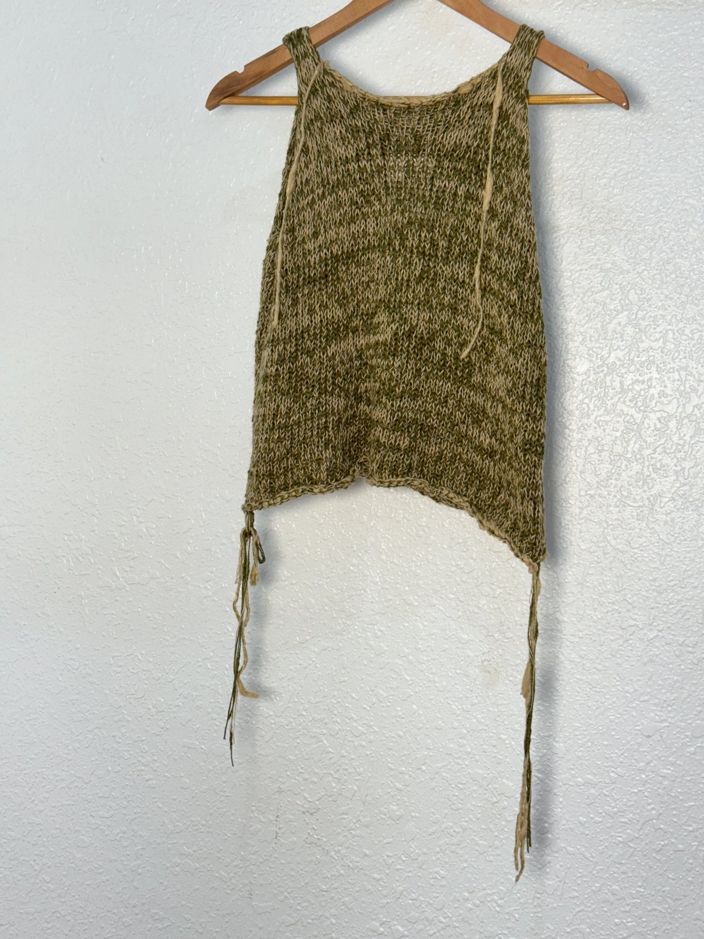 Katherine Maxwell Knit Tank – Handcrafted Olive & Natural Fiber Top