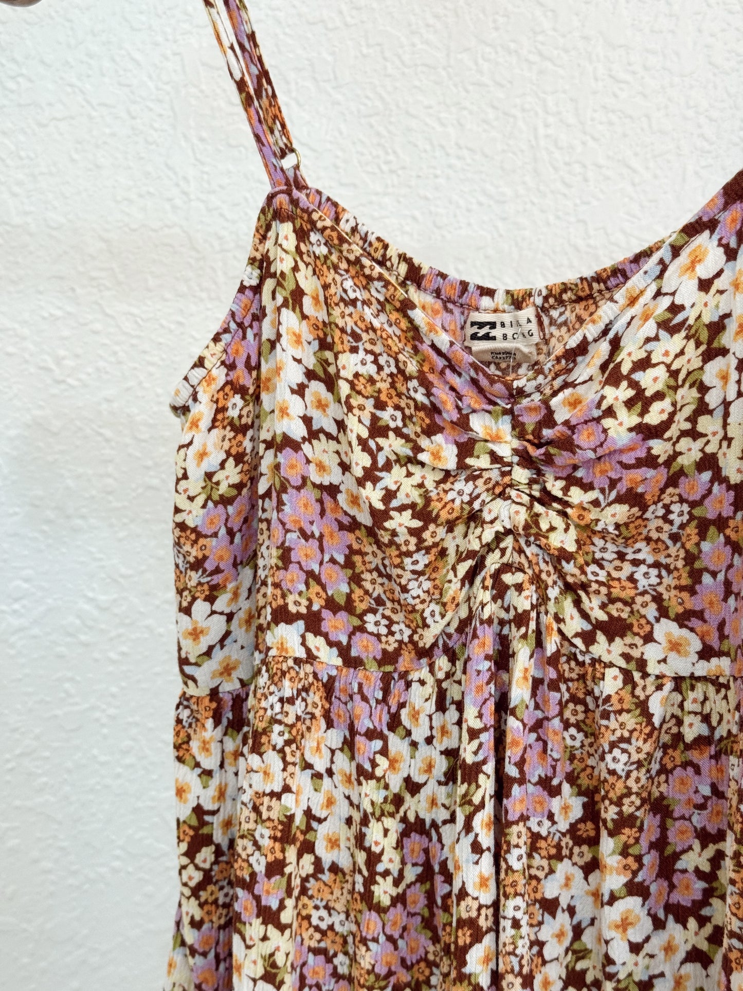 Billabong Floral Boho Babydoll Cami Top – Brown Multi Size Large