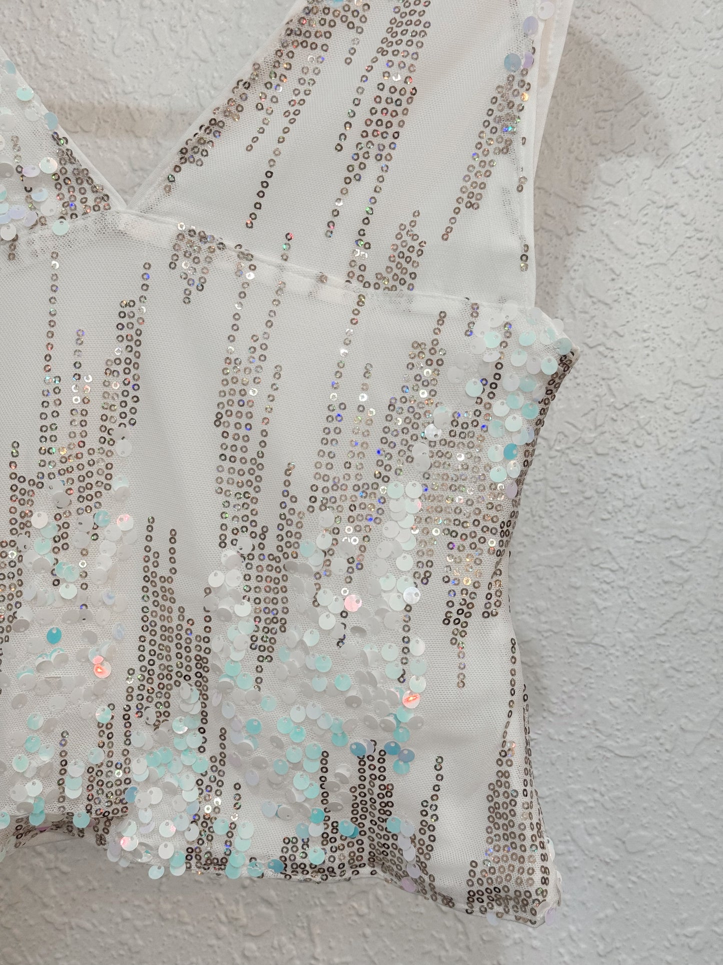 Sequins & Stardust White Party Top – Size Small