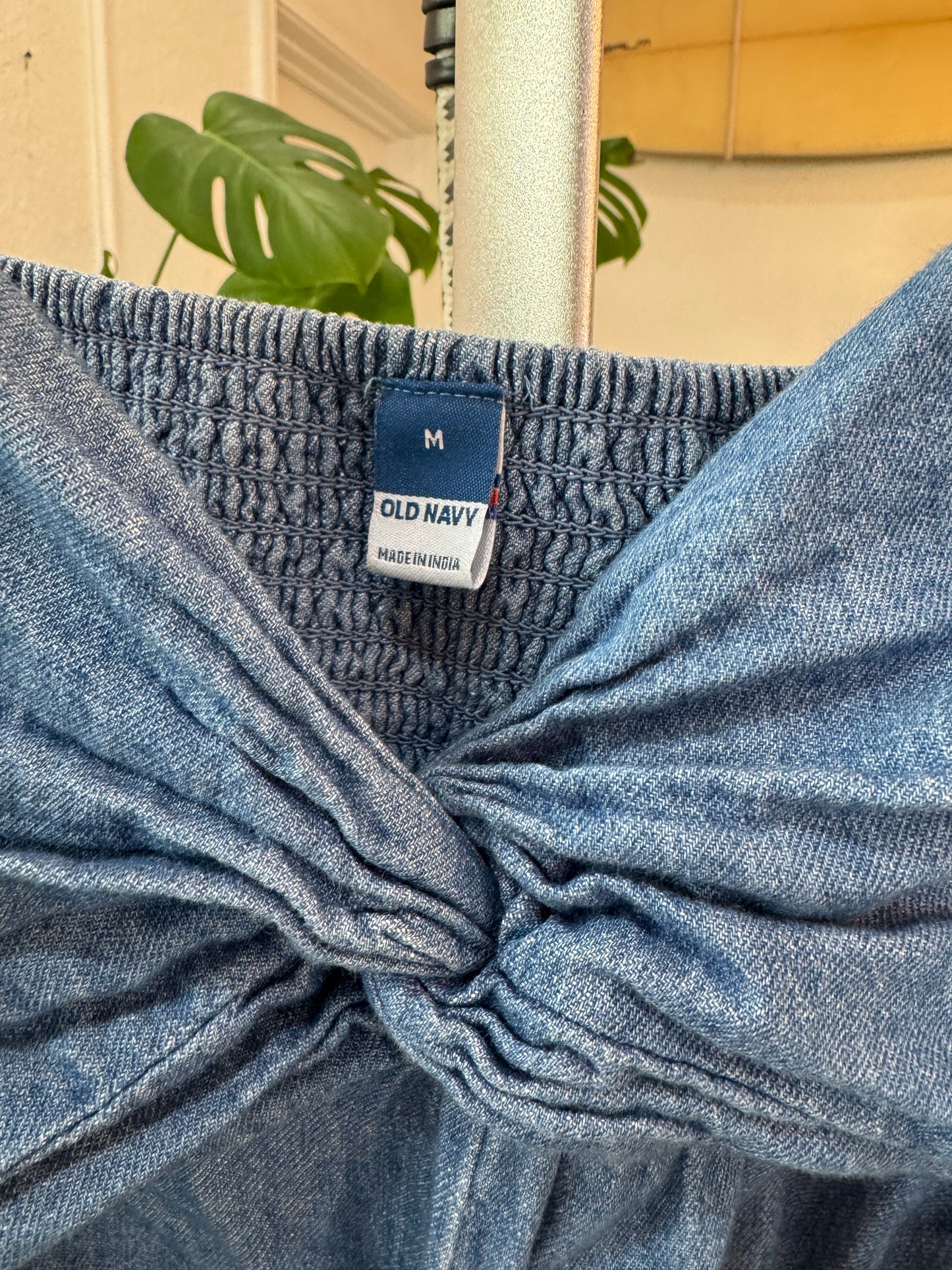 Blue Chambray Tie-Strap Jumpsuit – Old Navy (Size M, Pre-Loved)