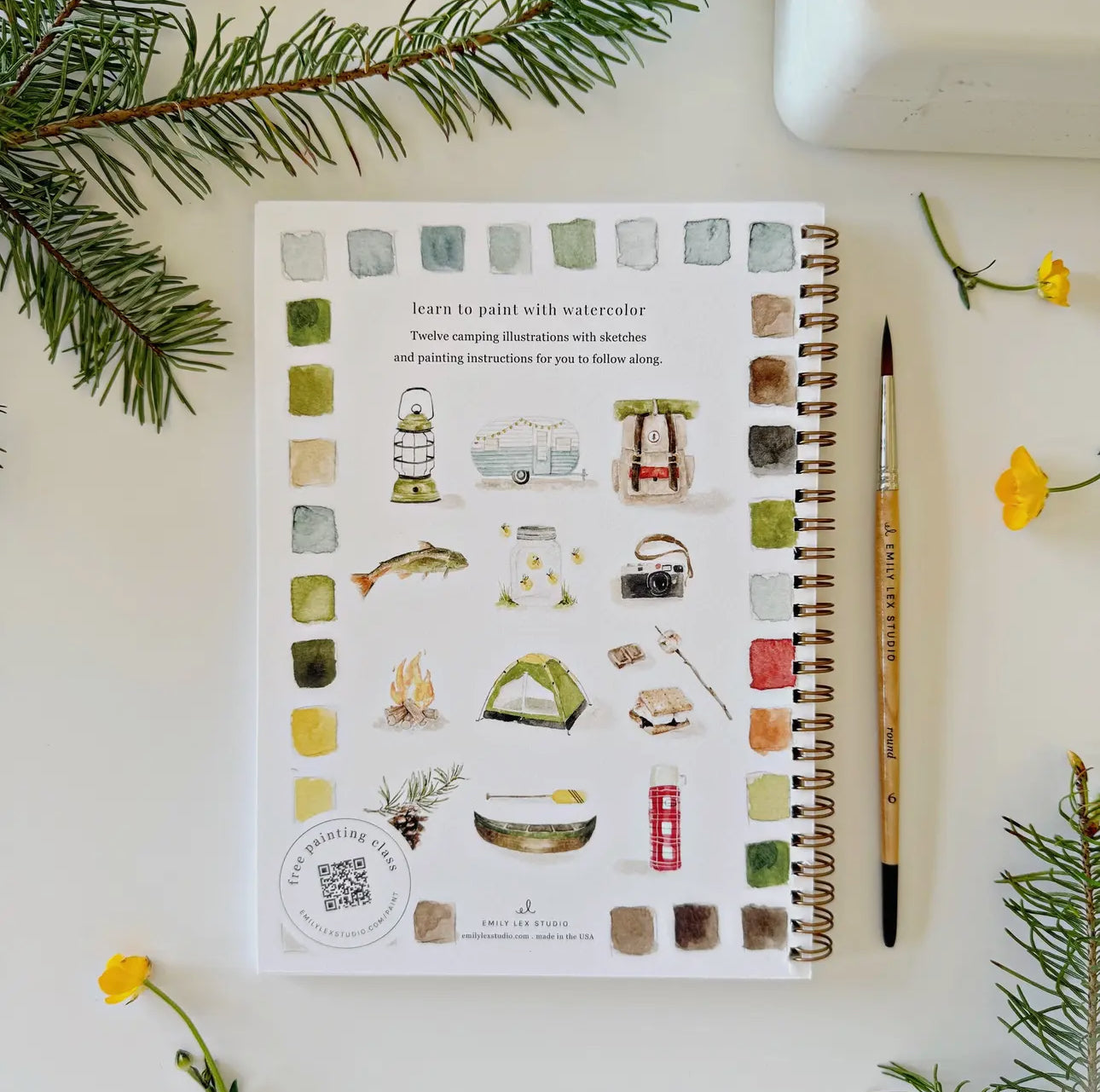 Camping Watercolor Workbook by Emily Lex Studio