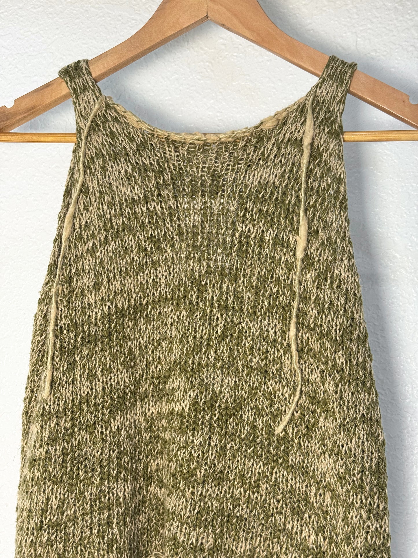 Katherine Maxwell Knit Tank – Handcrafted Olive & Natural Fiber Top