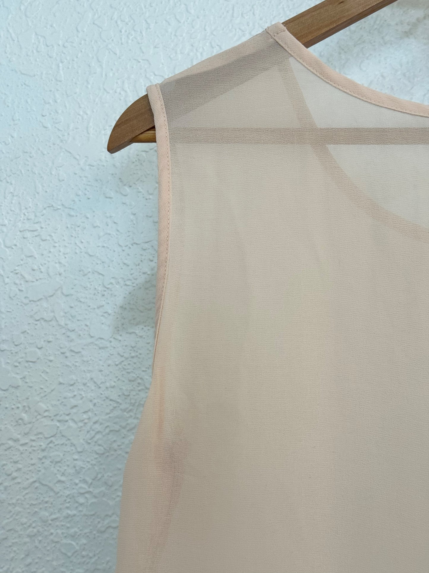 Hazel Blush Sheer Mesh Dress with Tulle Skirt and Lace Trim – Size L (Anthropologie)