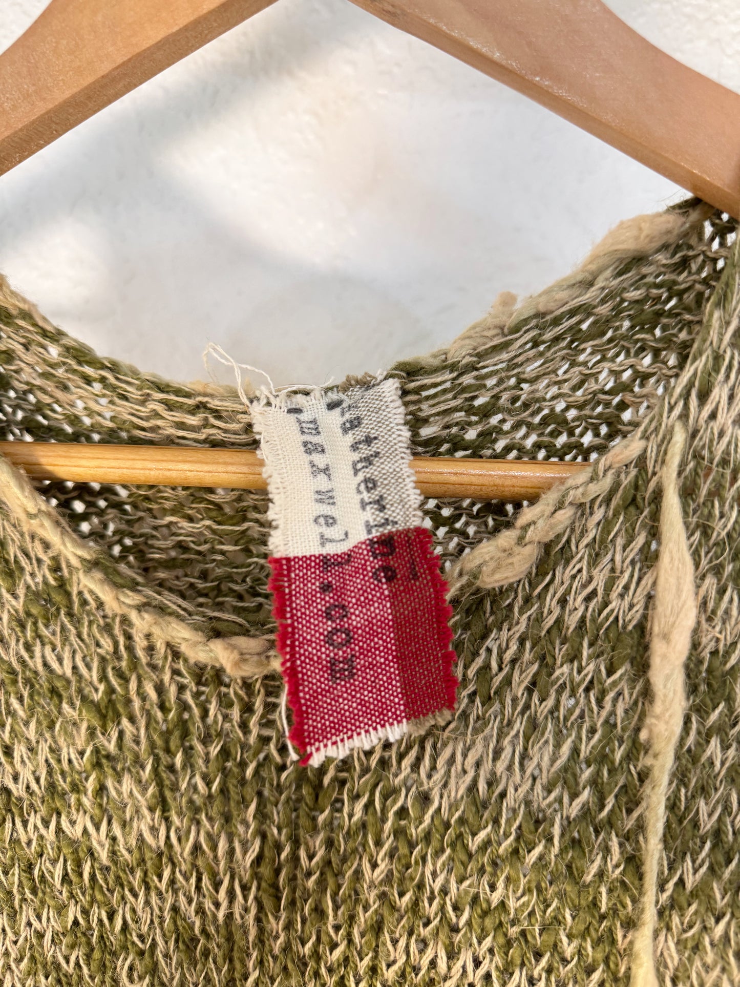 Katherine Maxwell Knit Tank – Handcrafted Olive & Natural Fiber Top