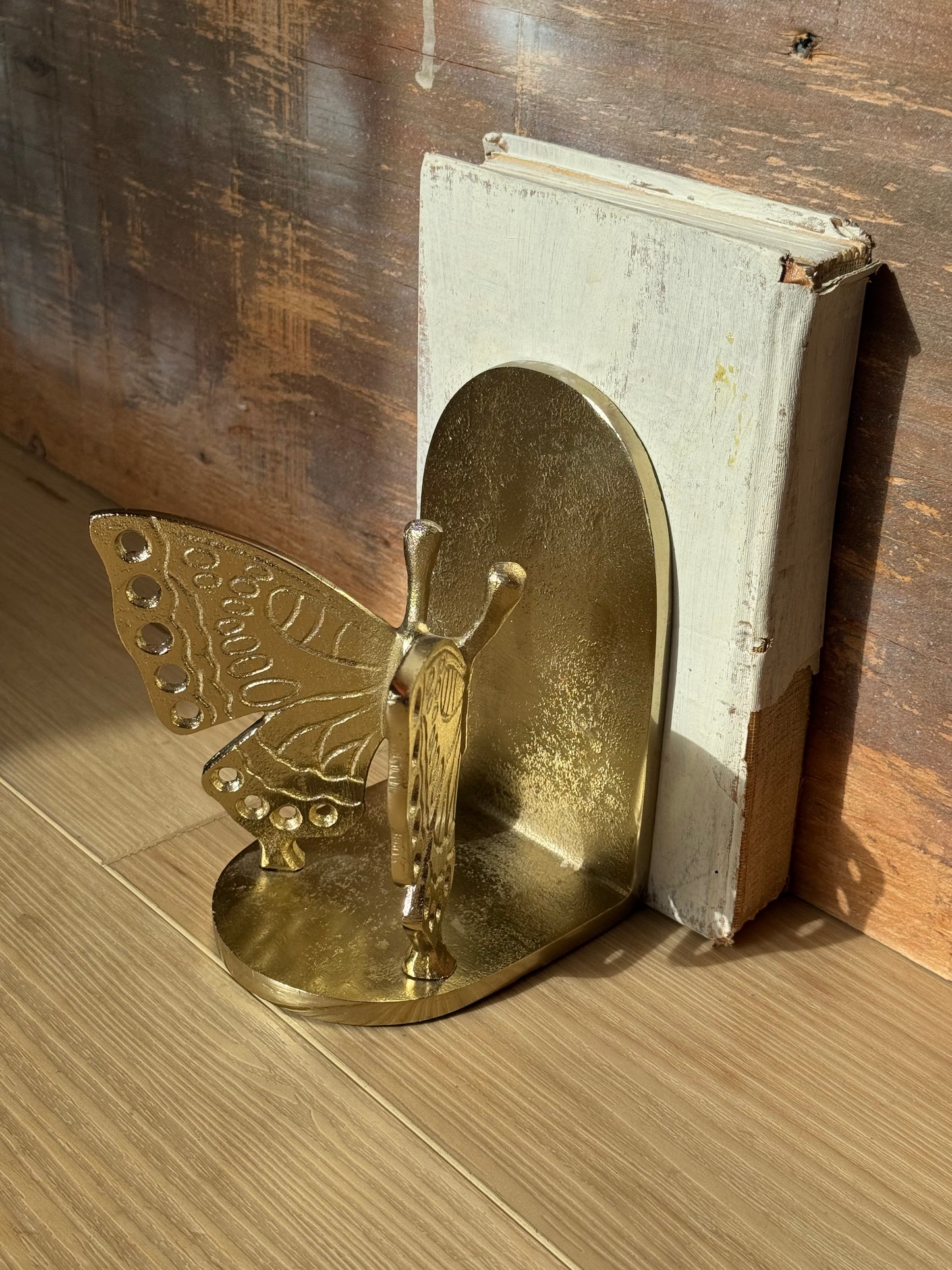 Golden Brass Butterfly Bookend – 6.5” x 4”