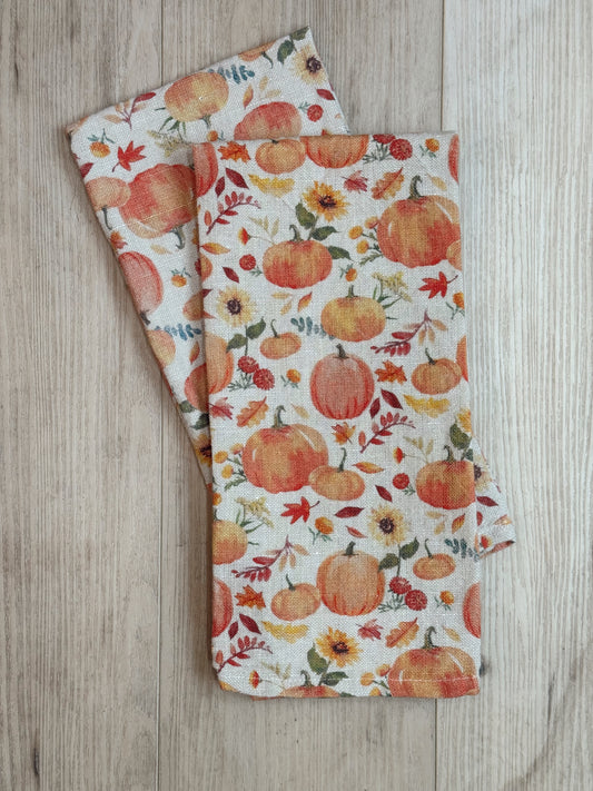 Pumpkin Patch Cotton-Linen Tea Towel