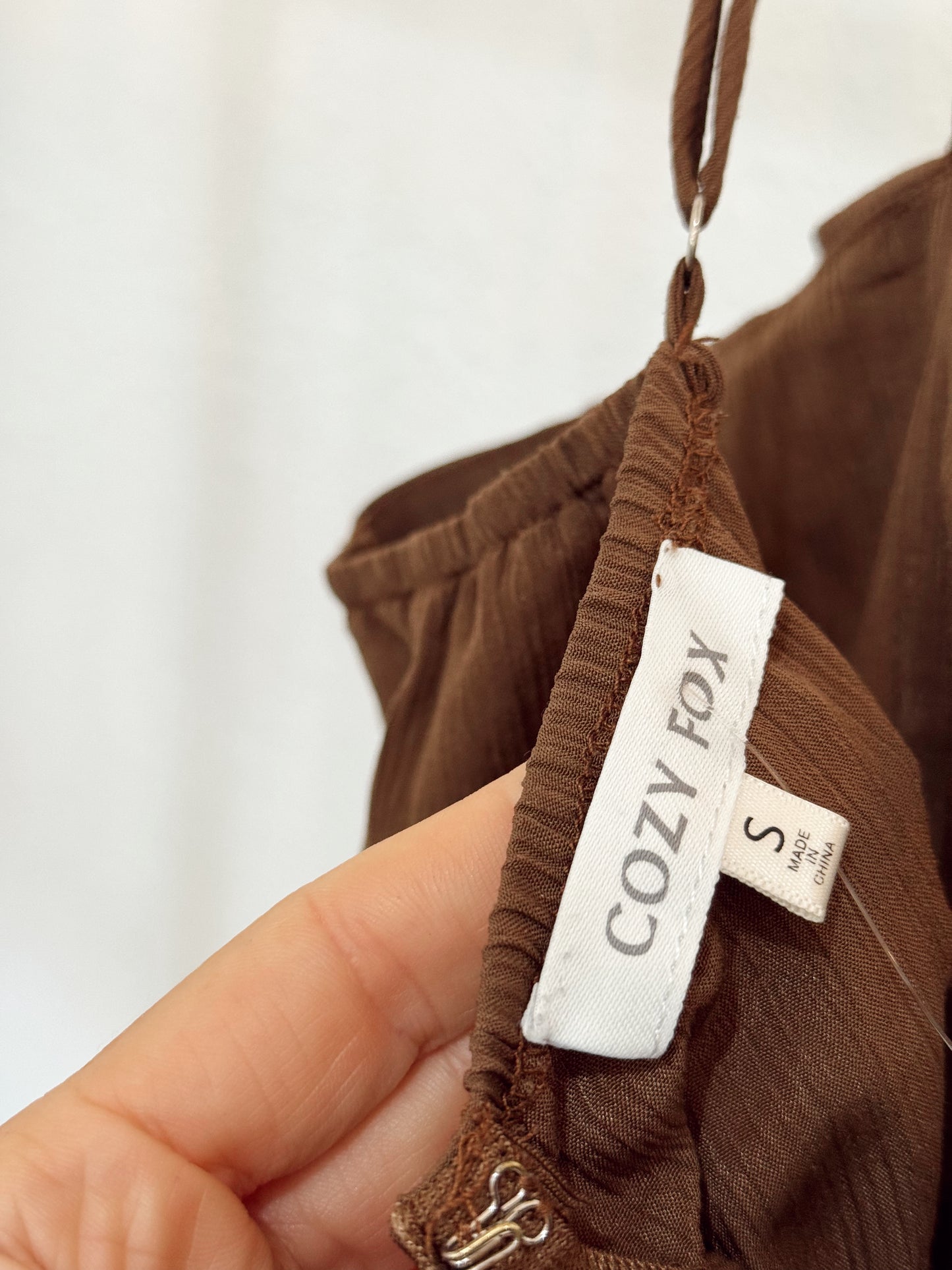 Cozy Fox Brown Ruched Romper – Size Small
