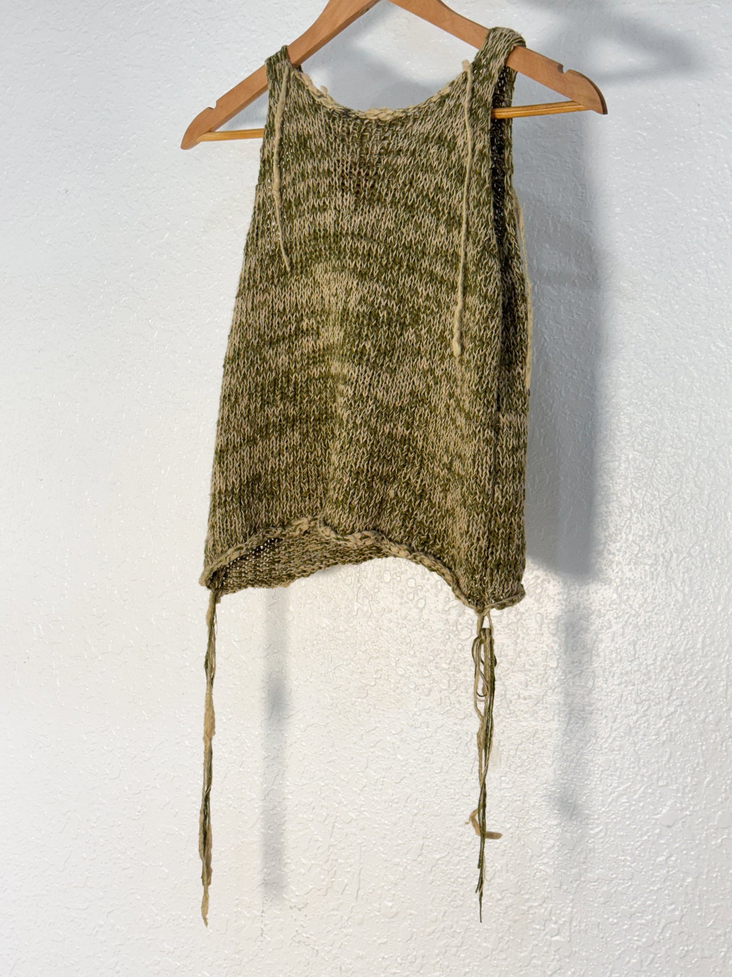 Katherine Maxwell Knit Tank – Handcrafted Olive & Natural Fiber Top