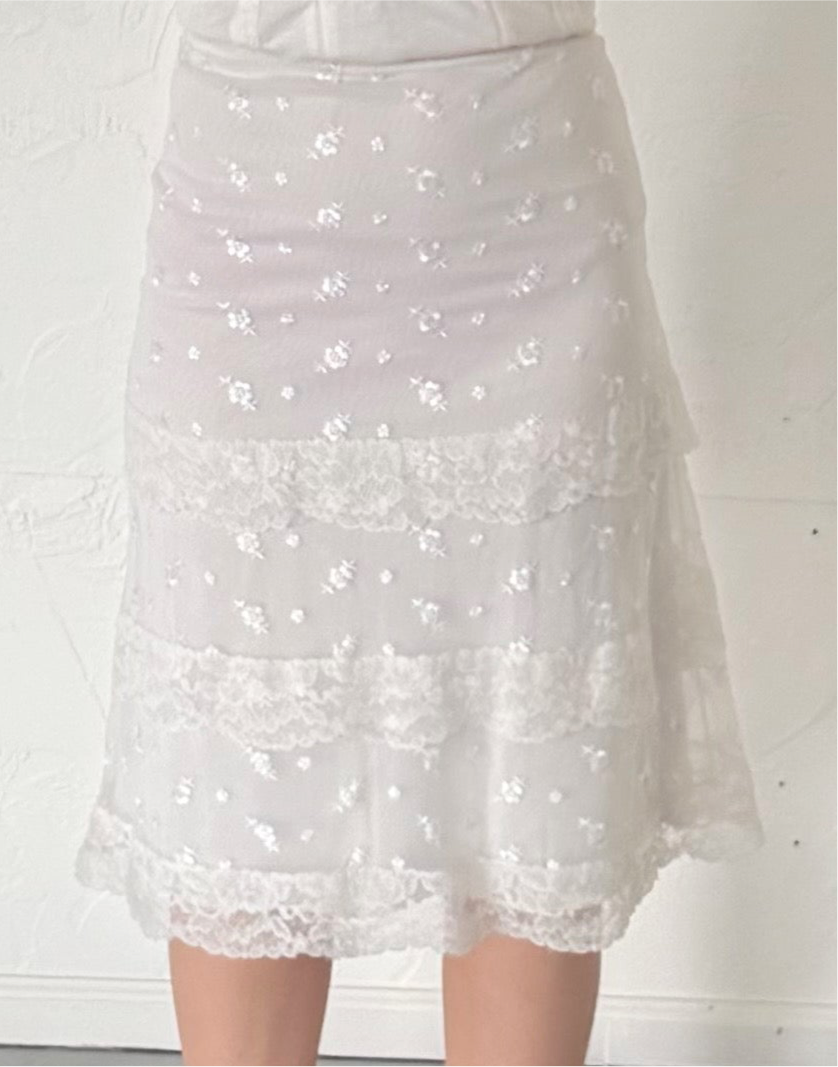 Sunlit Bloom Embroidered Skirt – Pre-Loved - SIZE SMALL