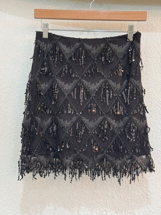 Sincerely Jules Black Sequin Fringe Mini Skirt – Size Small