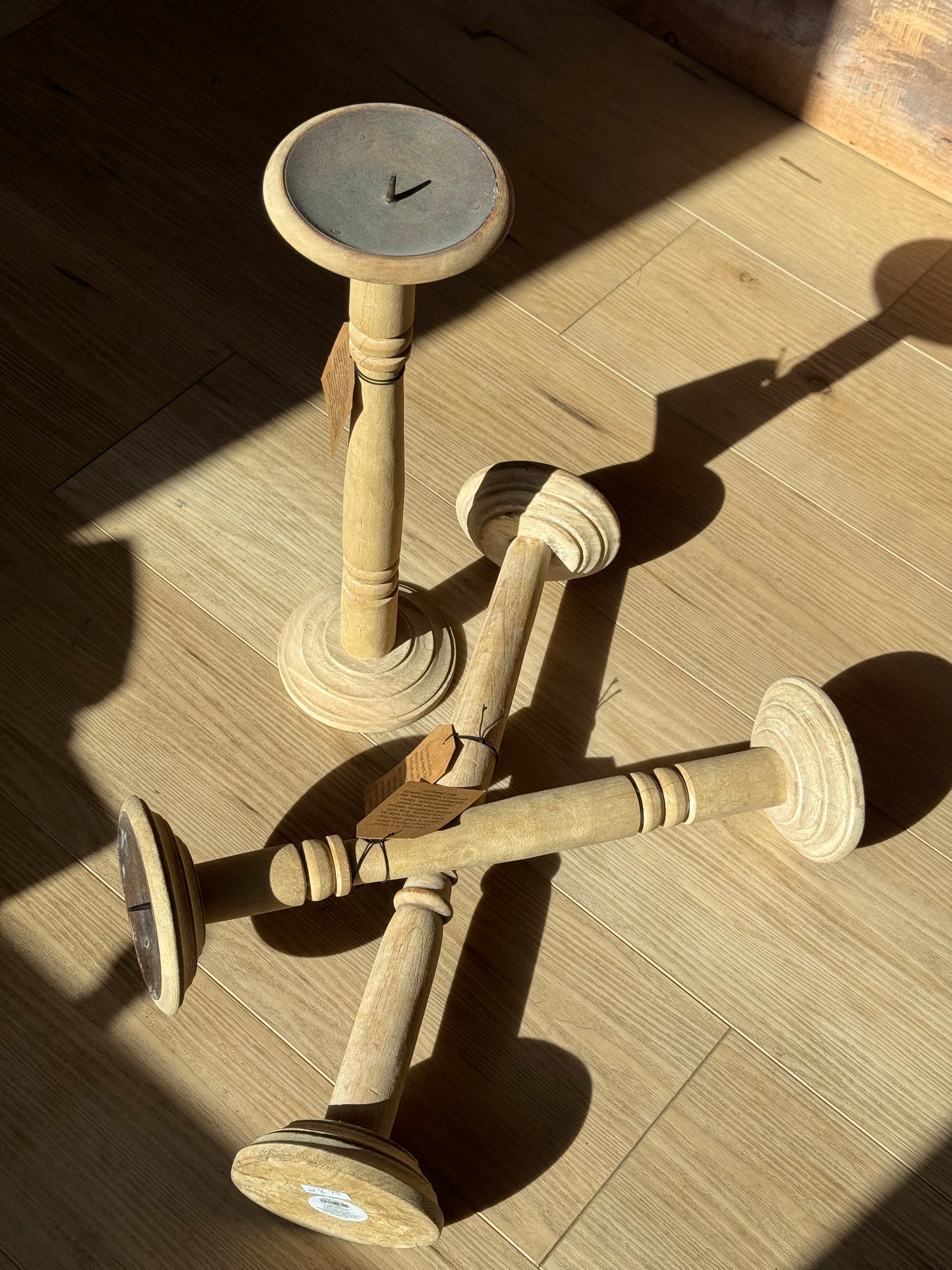Set of 3 Found Vintage Wood Candle Holders