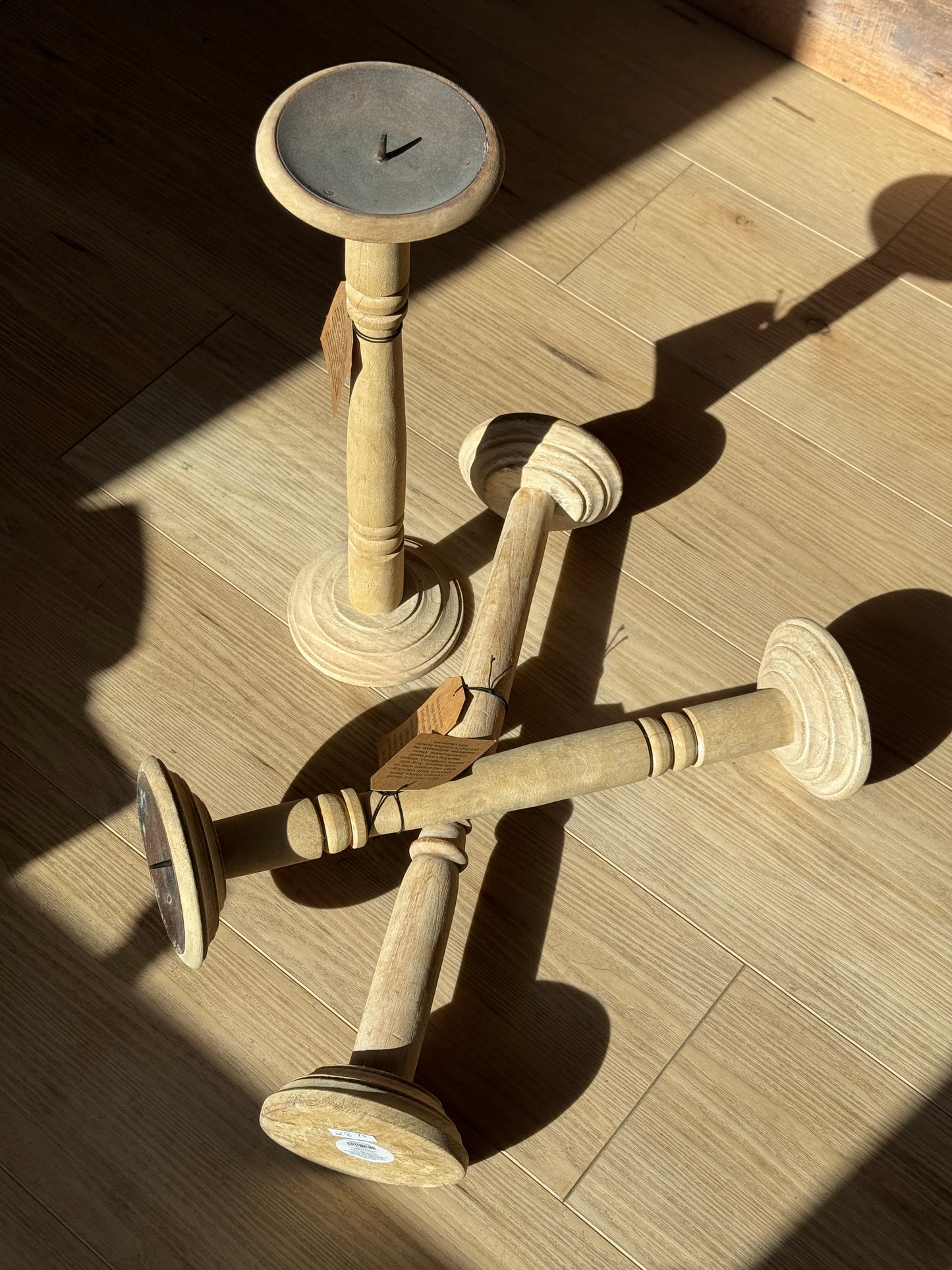 Set of 3 Found Vintage Wood Candle Holders