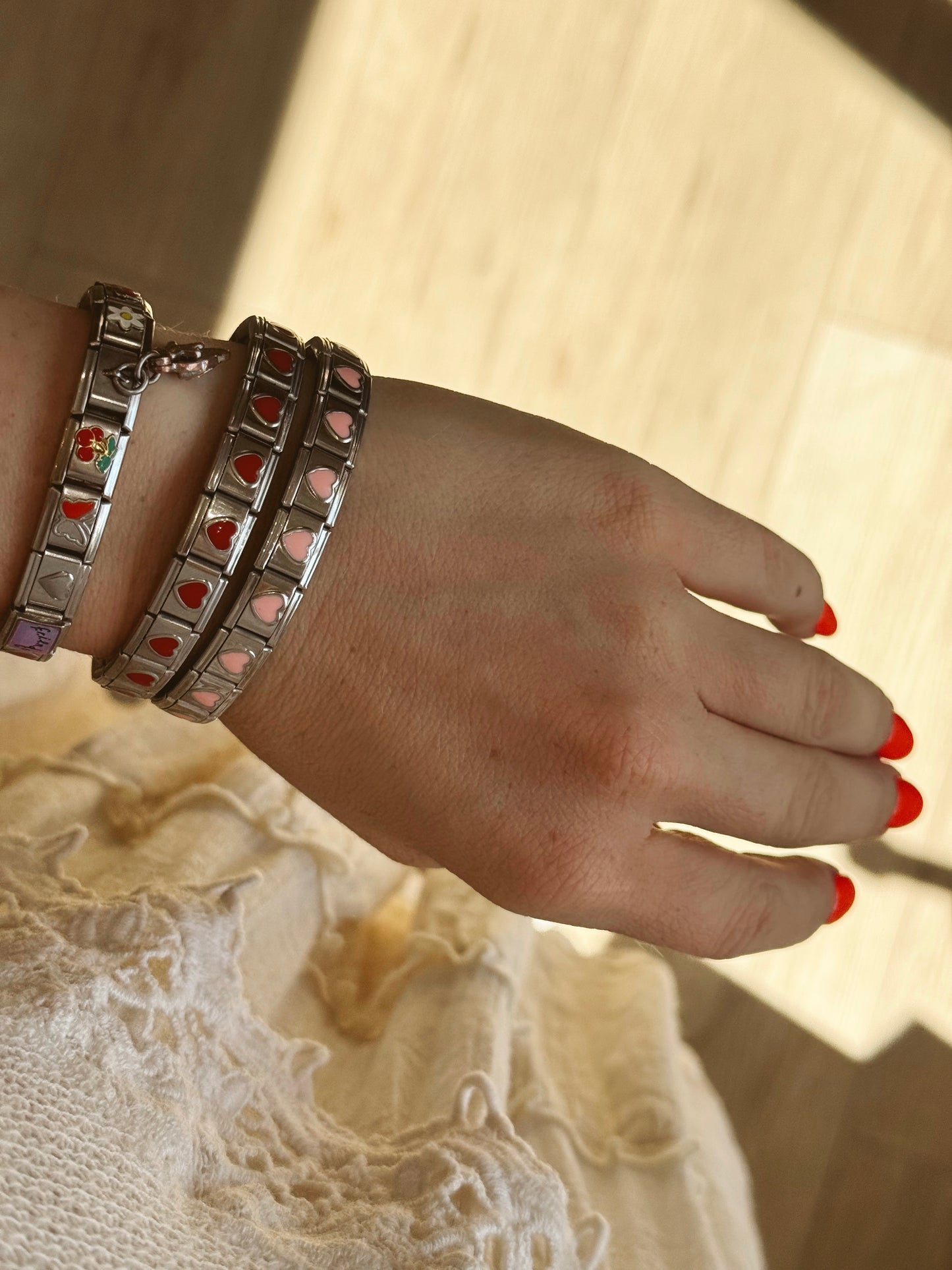 Y2K Italian Charm Bracelet – Red Hearts