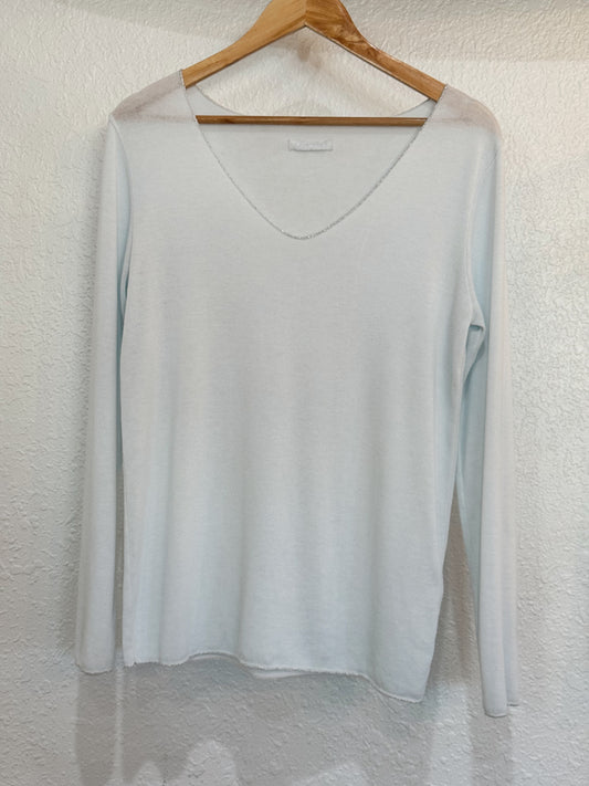 Made in Italy Sparkle Trim V-Neck Top – Size M/L