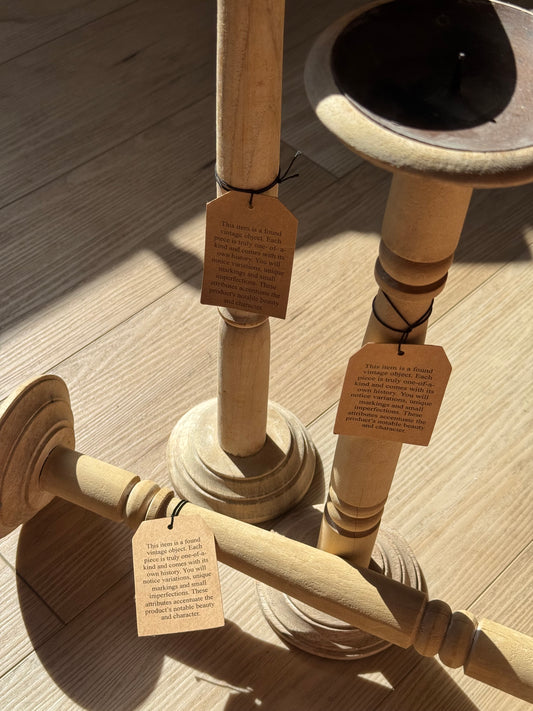 Set of 3 Found Vintage Wood Candle Holders