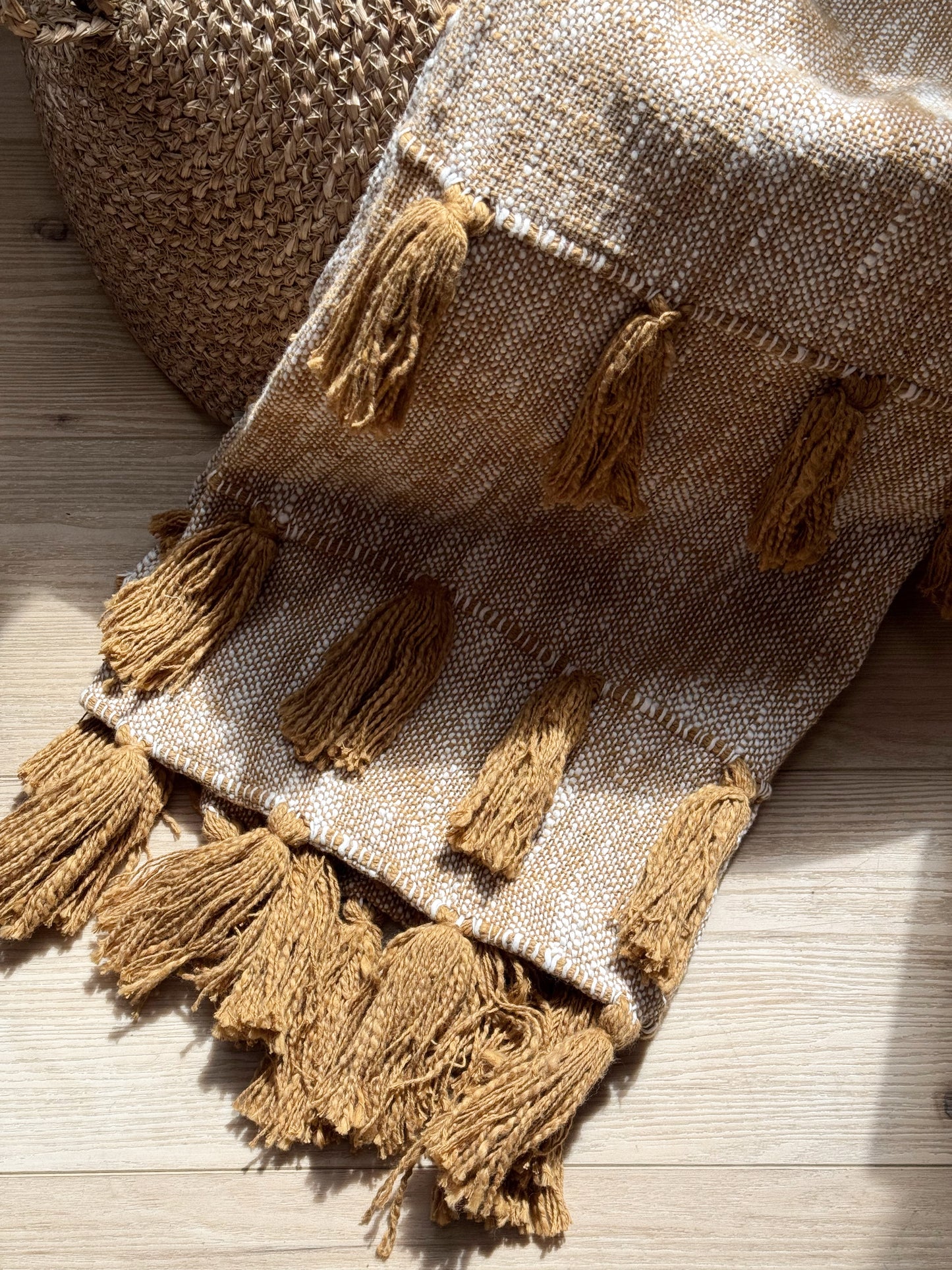 Abby Tassel Throw Mustard- By Raine and Humble