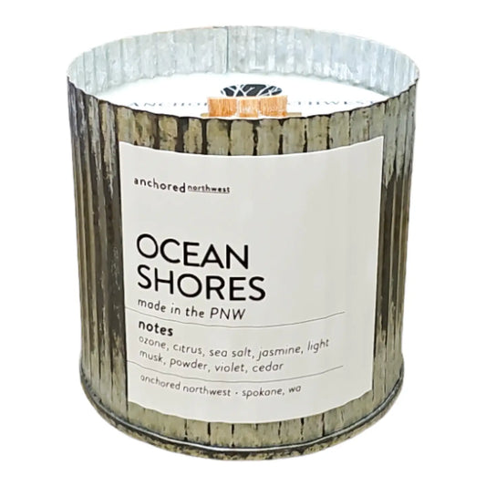 Ocean Shores Rustic Vintage Farmhouse Wood Wick Candle | Anchored Northwest