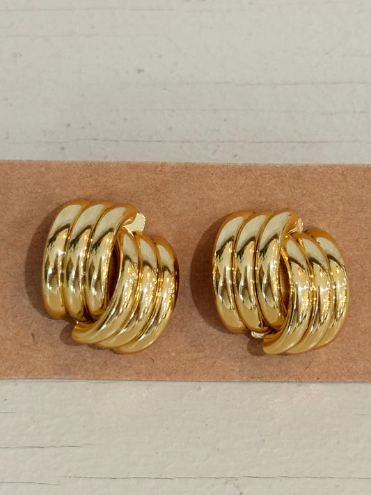 14kt Gold Plated Multi-Band Hoop Earrings