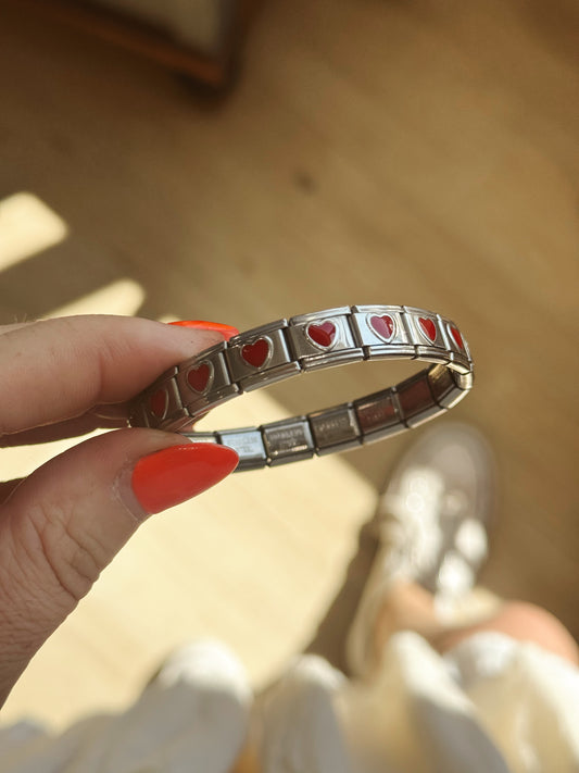 Y2K Italian Charm Bracelet – Red Hearts