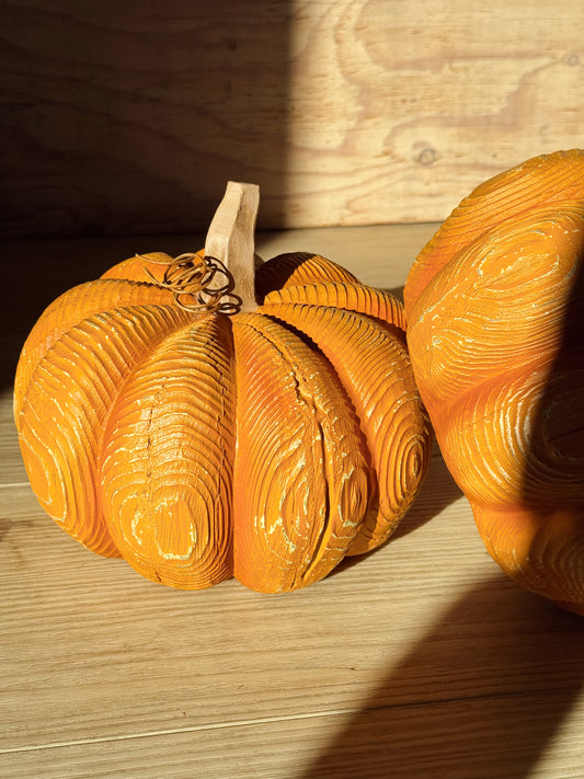 Ragon House 8” Faux Carved Wood Pumpkin