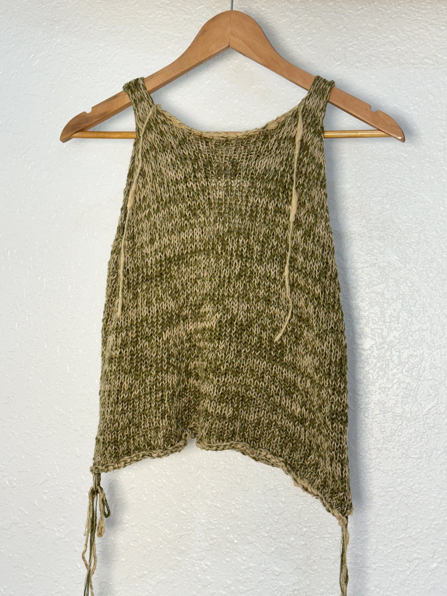 Katherine Maxwell Knit Tank – Handcrafted Olive & Natural Fiber Top