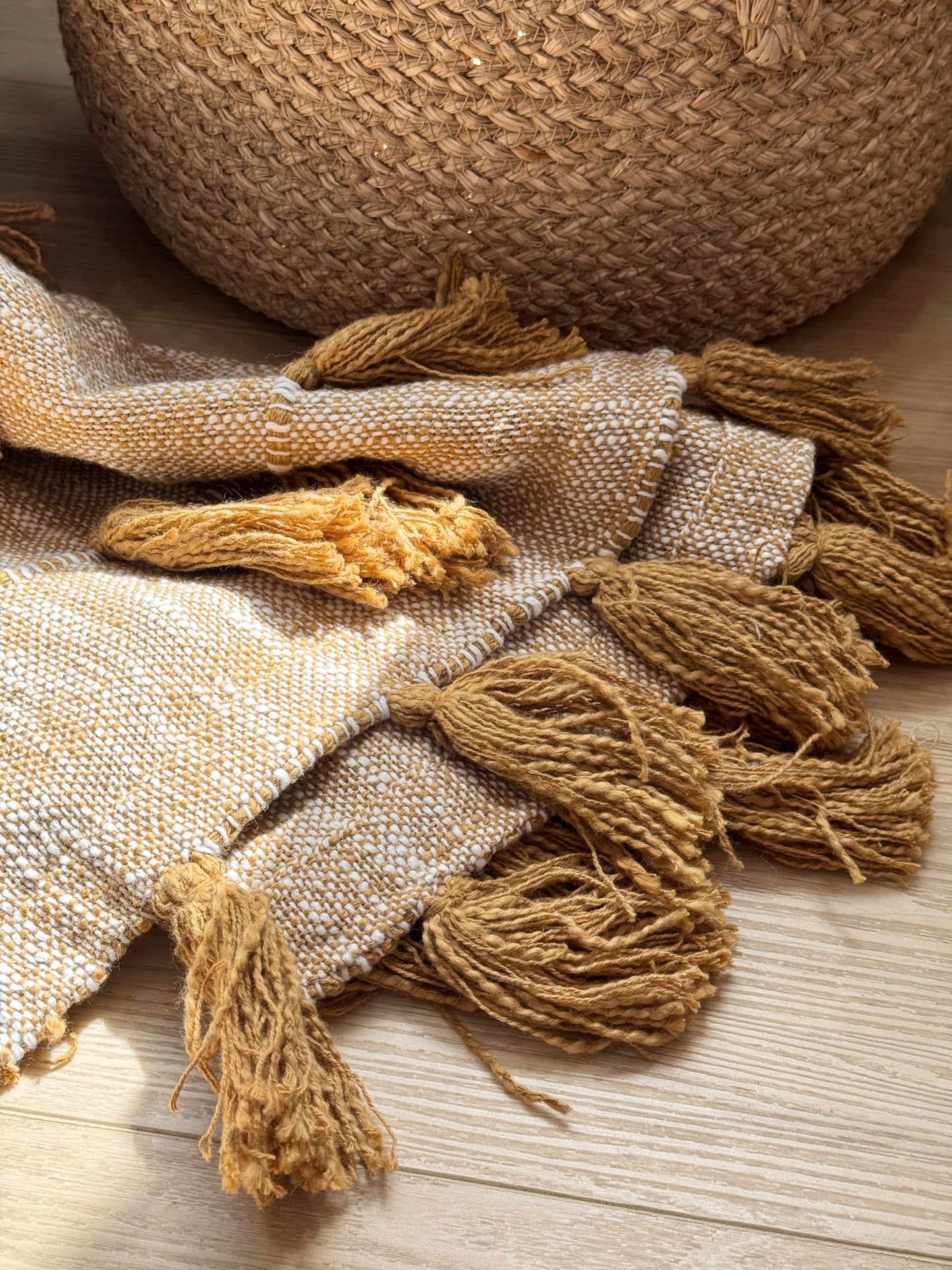 Abby Tassel Throw Mustard- By Raine and Humble