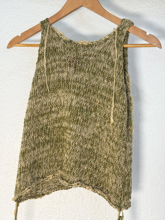 Katherine Maxwell Knit Tank – Handcrafted Olive & Natural Fiber Top
