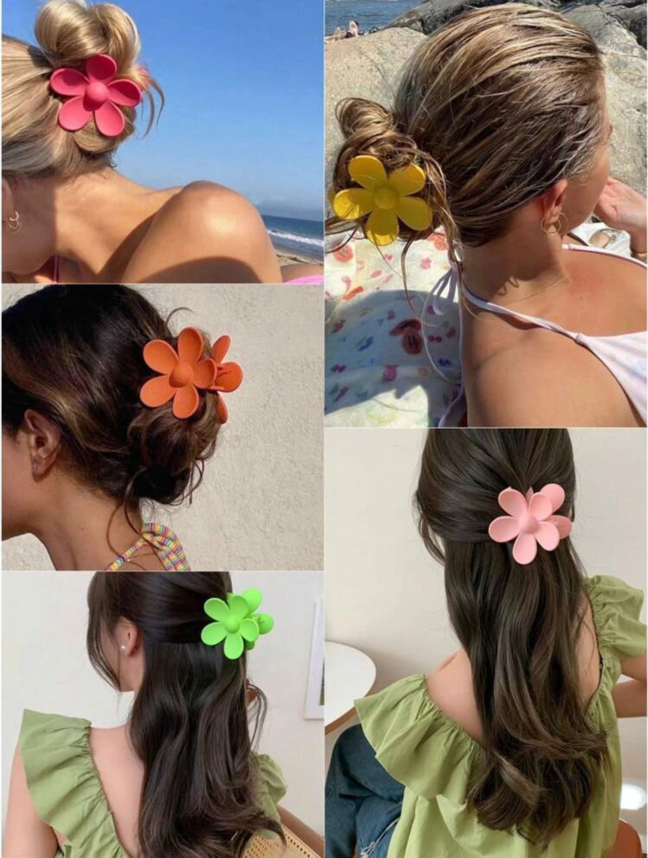 Green Bloom Flower Claw Clip