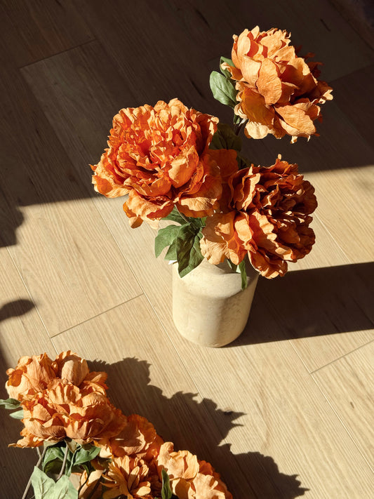 Autumn Florals Dusty Orange Peony Stem – 27”